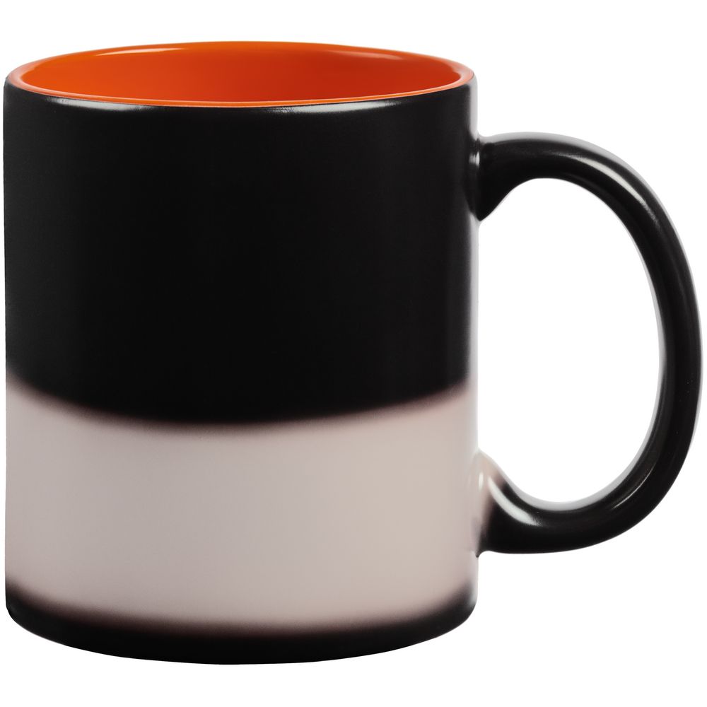 Кружка-хамелеон On Display, матовая, черная с оранжевым — изображение 3