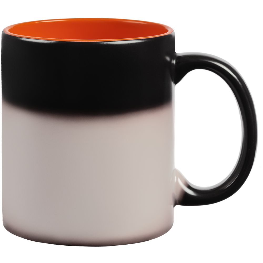 Кружка-хамелеон On Display, матовая, черная с оранжевым — изображение 4