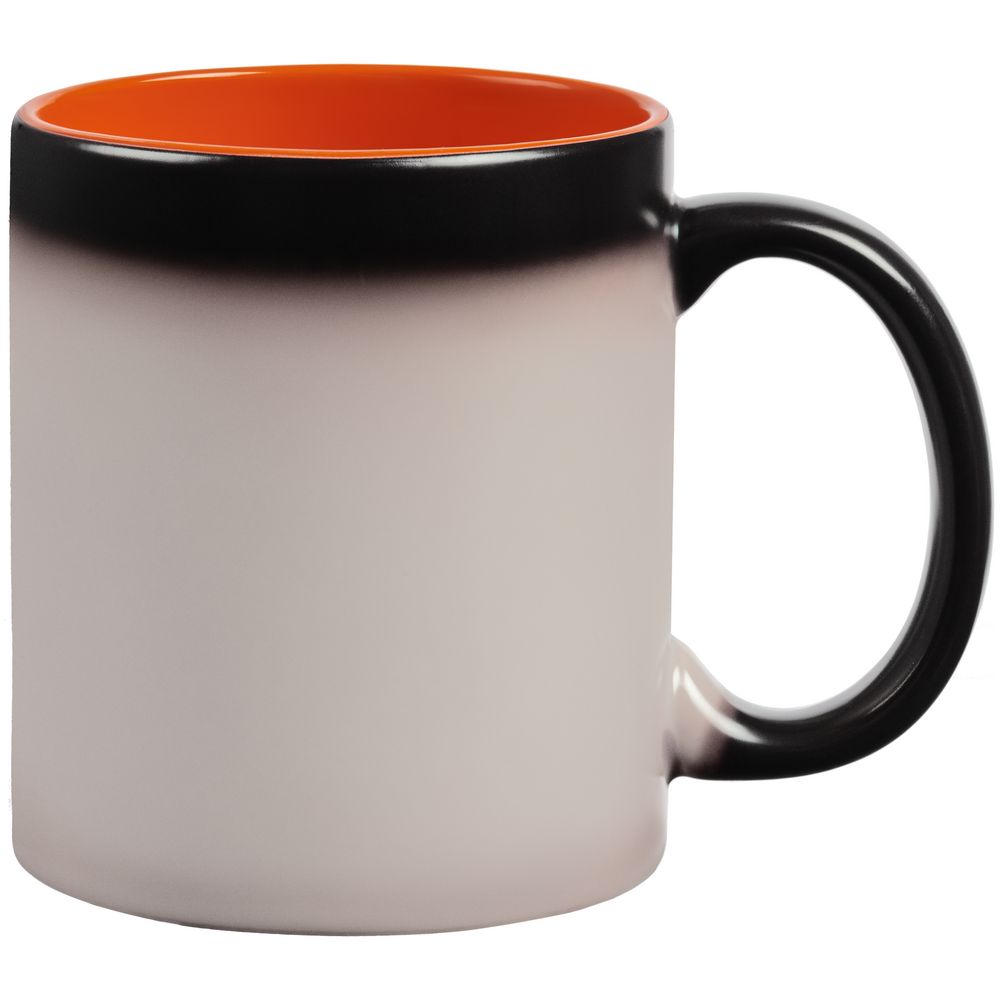 Кружка-хамелеон On Display, матовая, черная с оранжевым — изображение 5