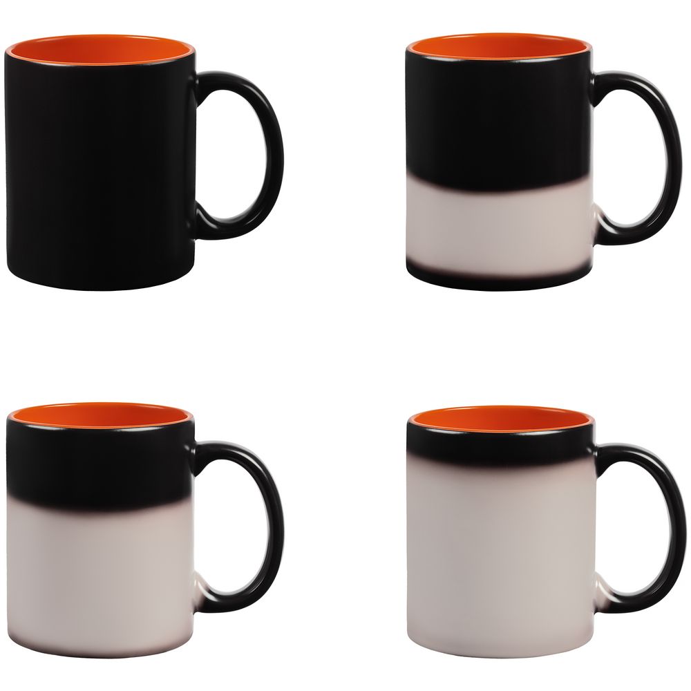 Кружка-хамелеон On Display, матовая, черная с оранжевым — изображение 6