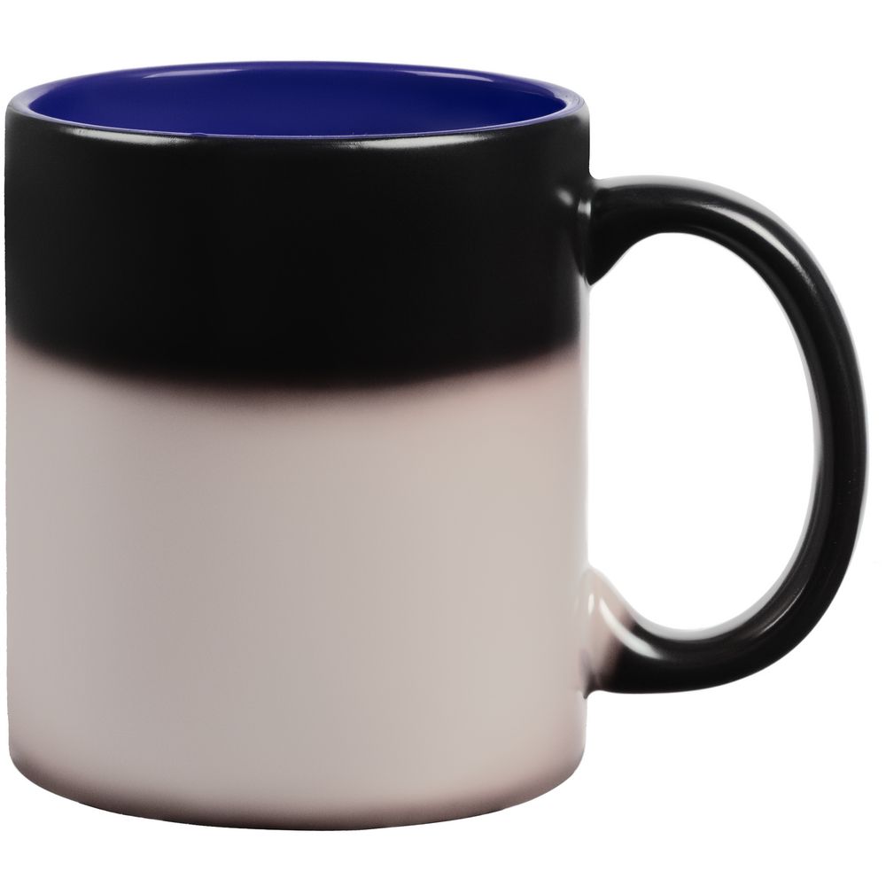 Кружка-хамелеон On Display, матовая, черная с синим — изображение 4