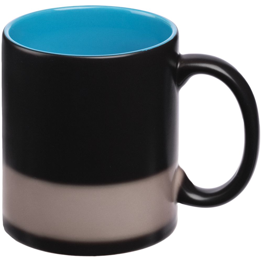 Кружка-хамелеон On Display, матовая, черная с голубым — изображение 3