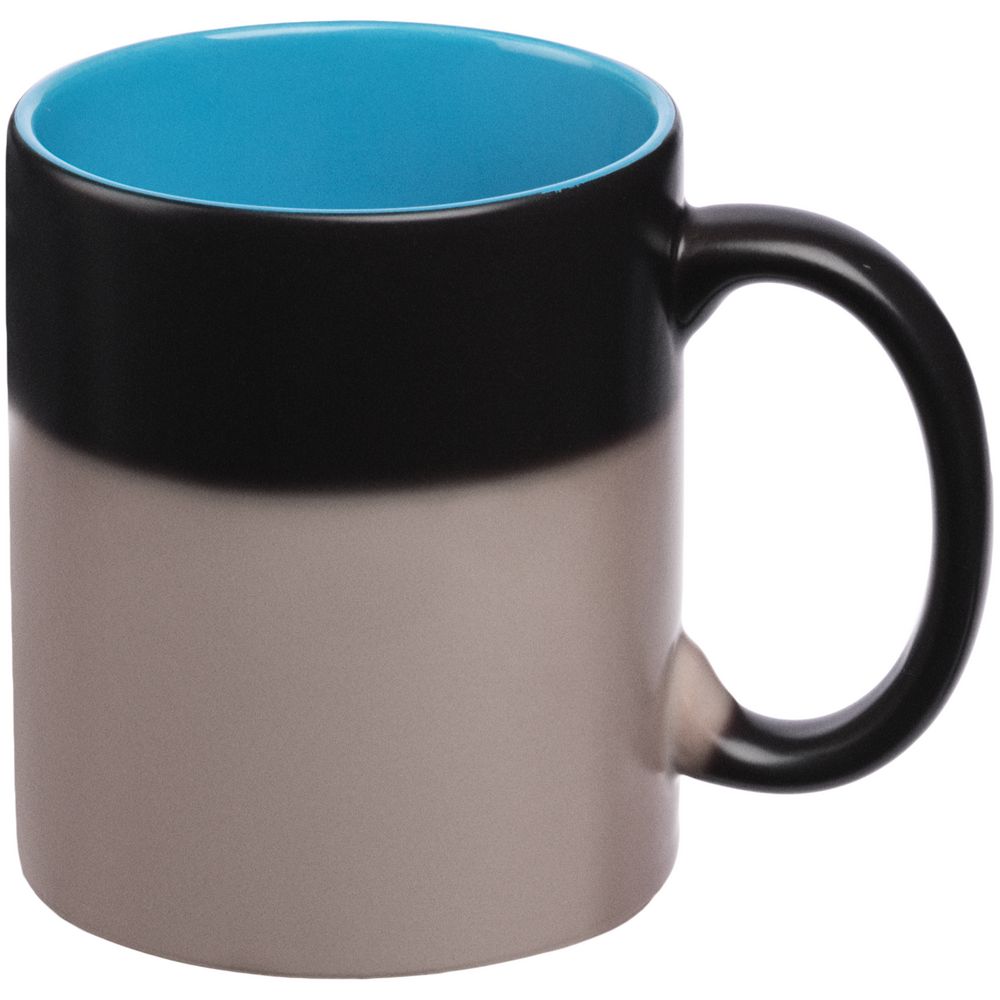Кружка-хамелеон On Display, матовая, черная с голубым — изображение 4