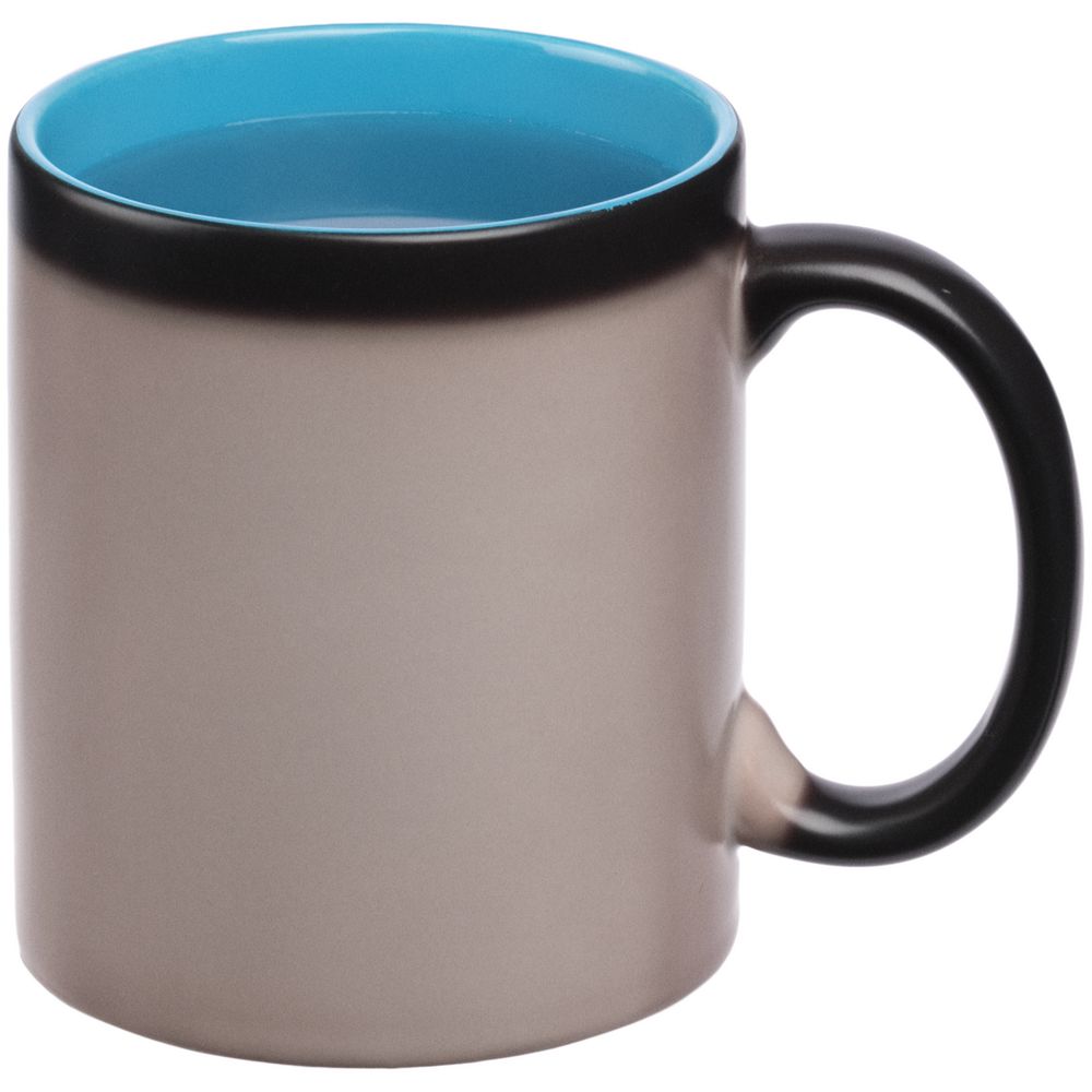 Кружка-хамелеон On Display, матовая, черная с голубым — изображение 5