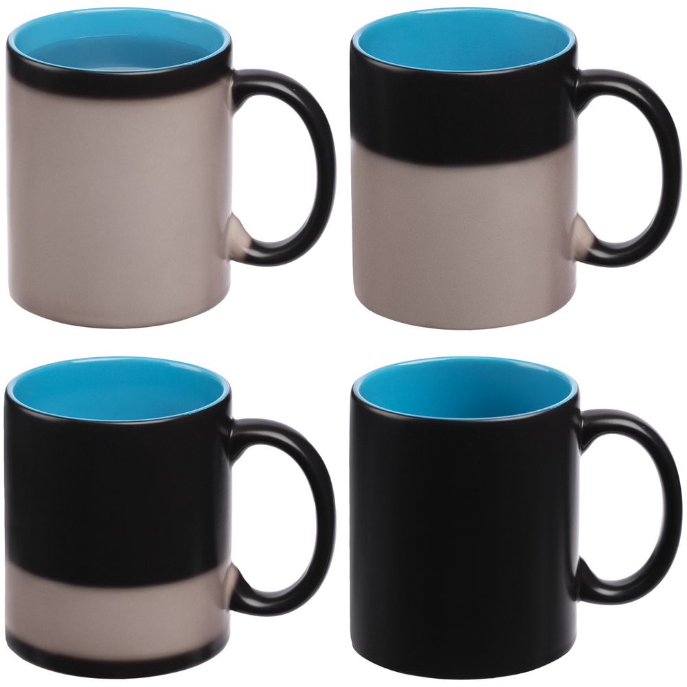 Кружка-хамелеон On Display, матовая, черная с голубым — изображение 6