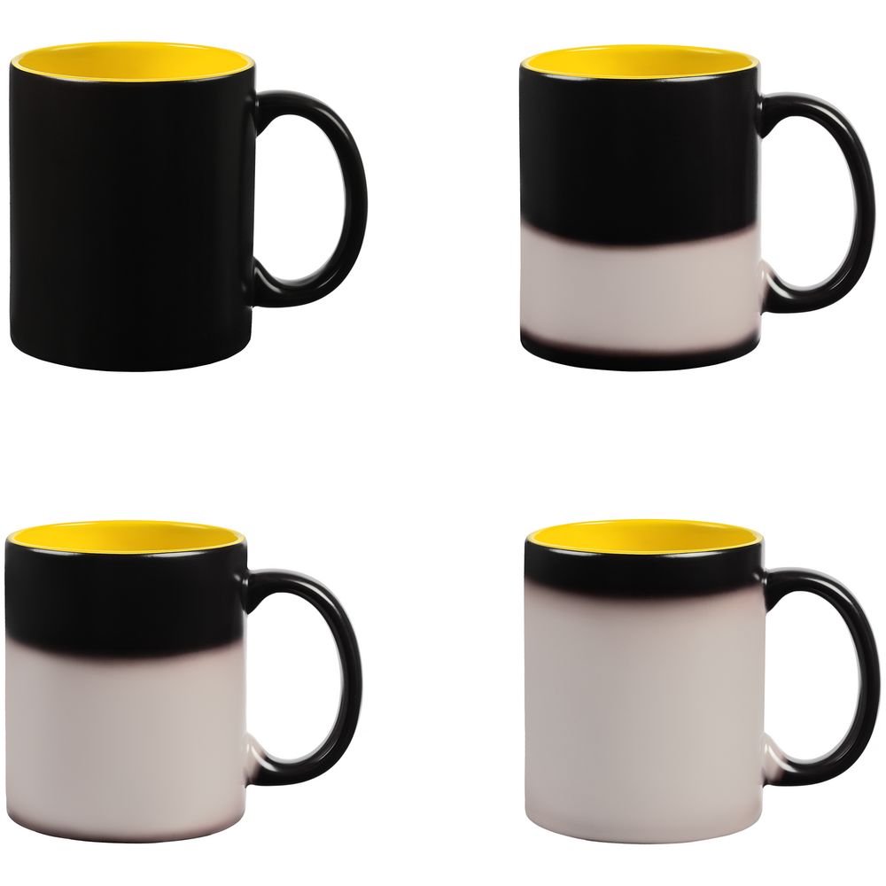 Кружка-хамелеон On Display, матовая, черная с желтым — изображение 6