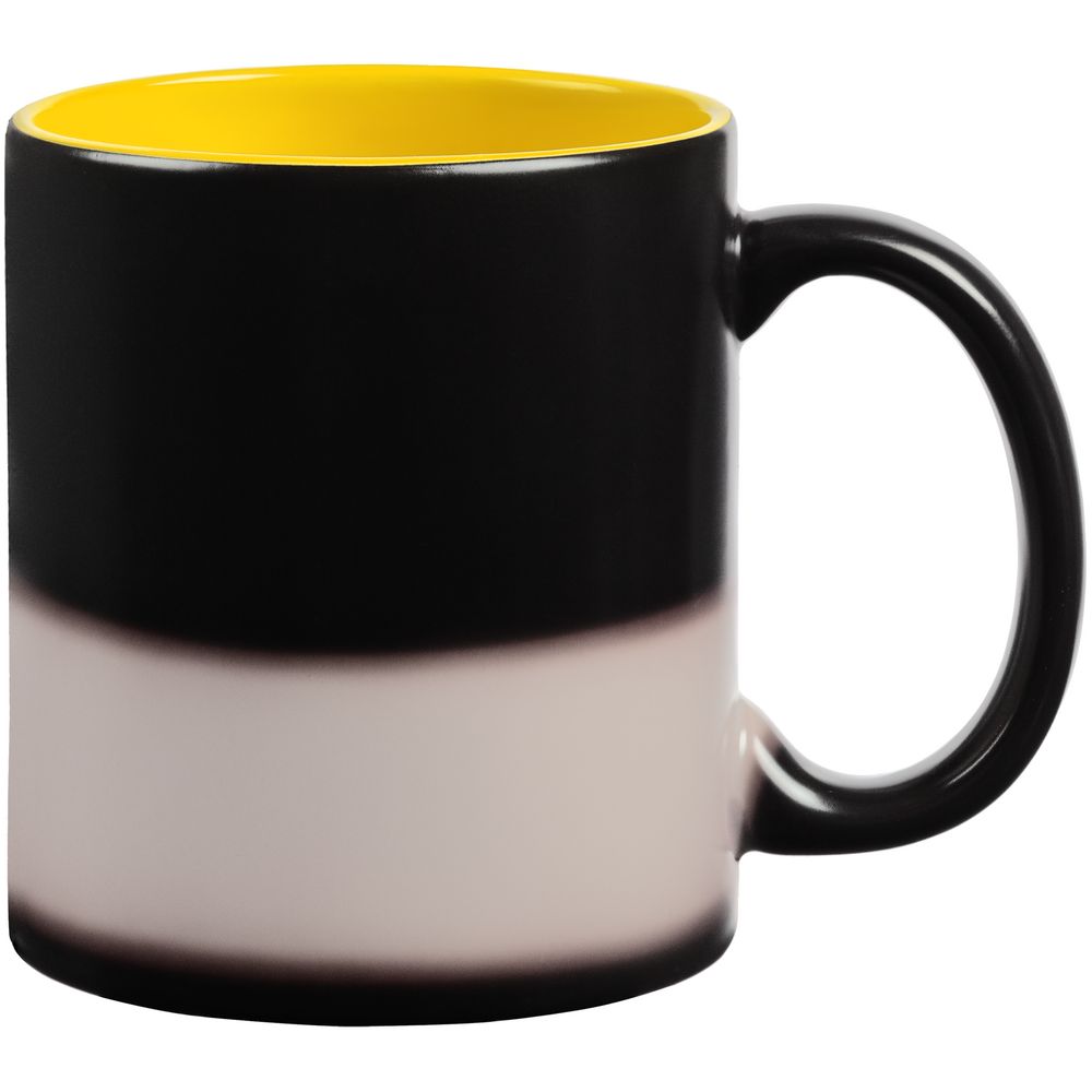 Кружка-хамелеон On Display, матовая, черная с желтым — изображение 3