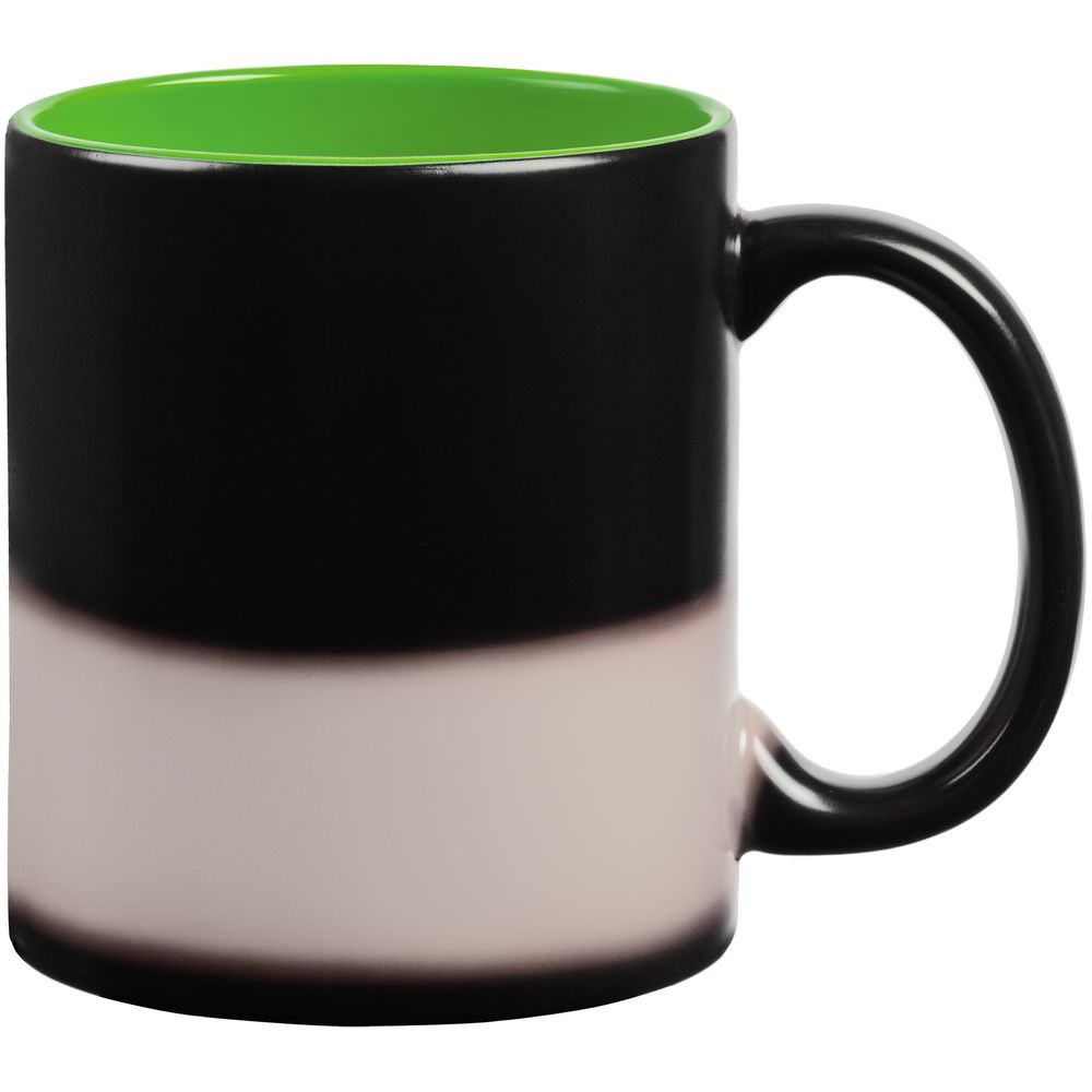 Кружка-хамелеон On Display, матовая, черная с зеленым — изображение 3