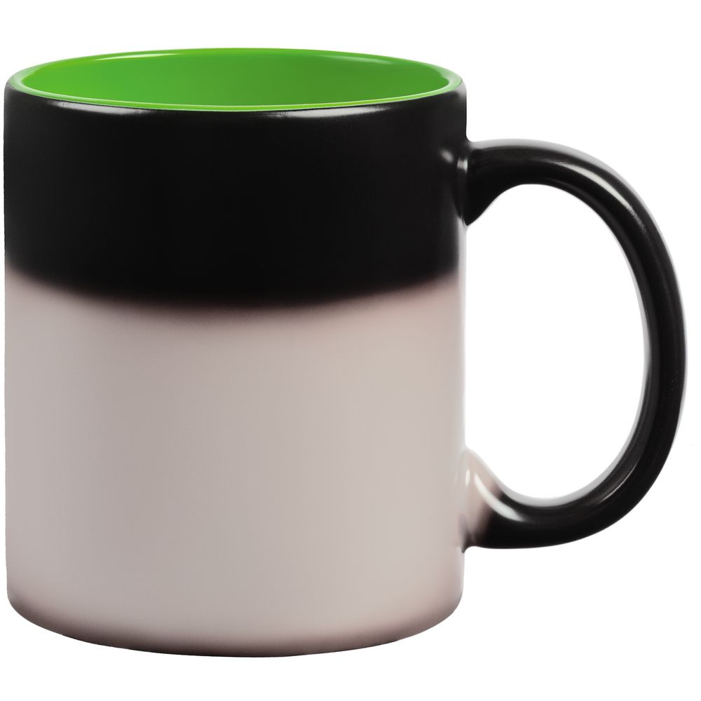 Кружка-хамелеон On Display, матовая, черная с зеленым — изображение 4