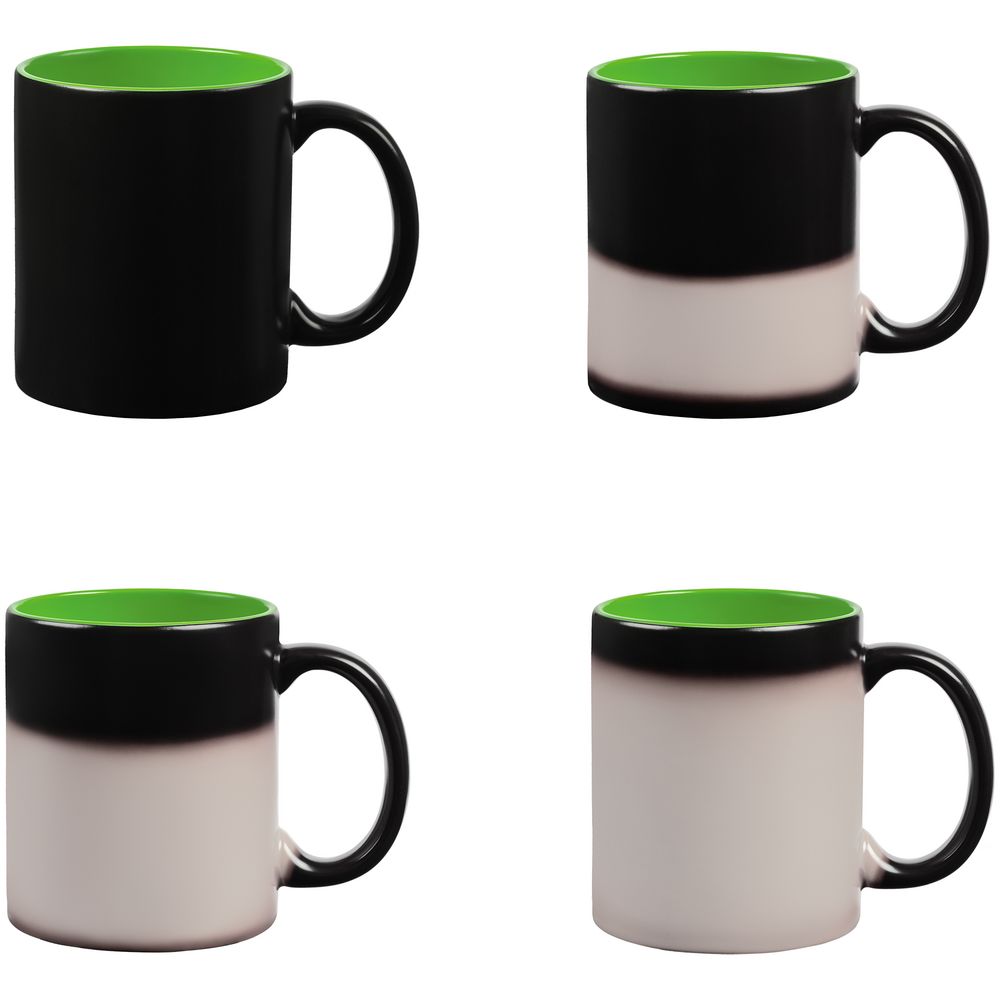 Кружка-хамелеон On Display, матовая, черная с зеленым — изображение 6
