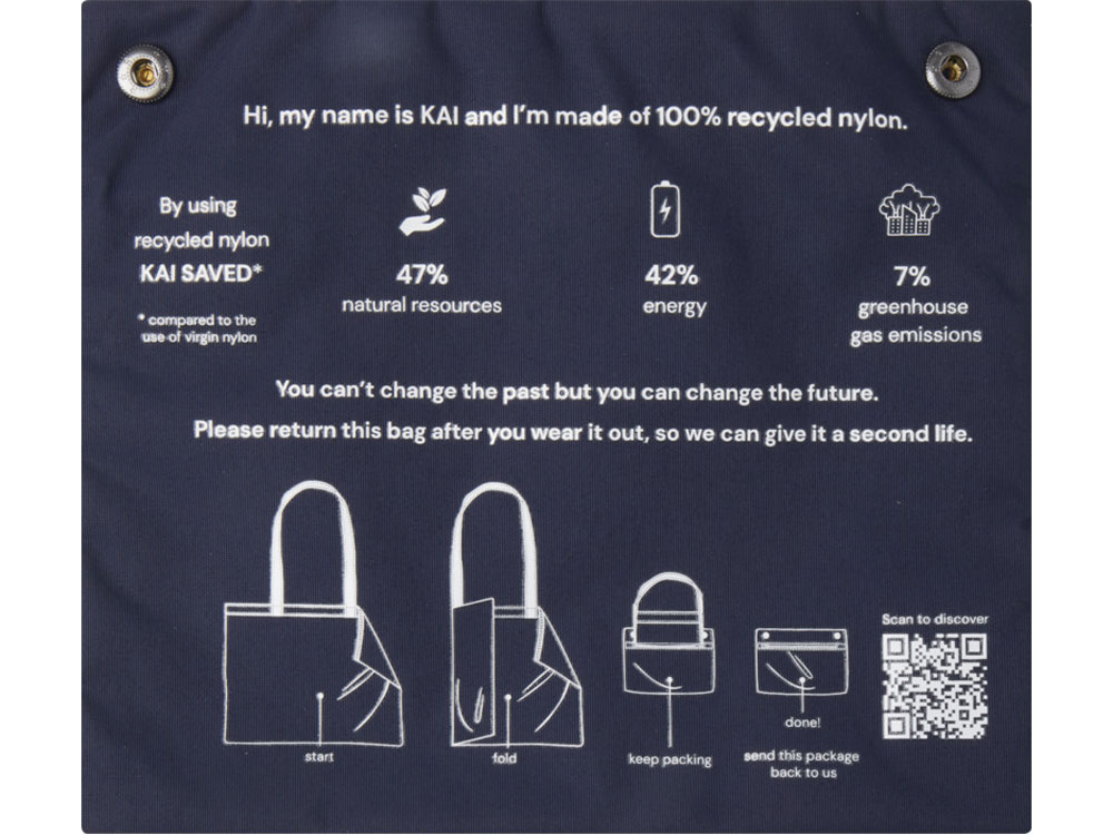 Kai круглая эко-сумка из переработанного материала, сертифицированного согласно GRS - Темно - синий — изображение 4