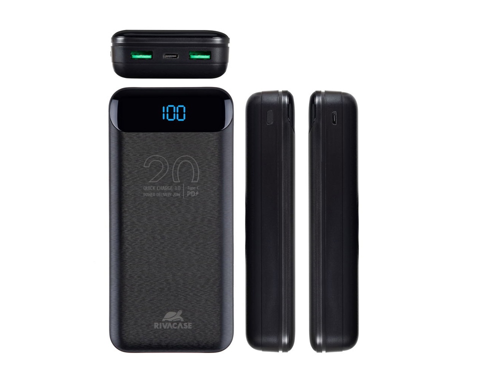 RIVACASE VA2582 (20 000mAh), QC/PD 22.5W внешний аккумулятор с дисплеем, черный /24 — изображение 6