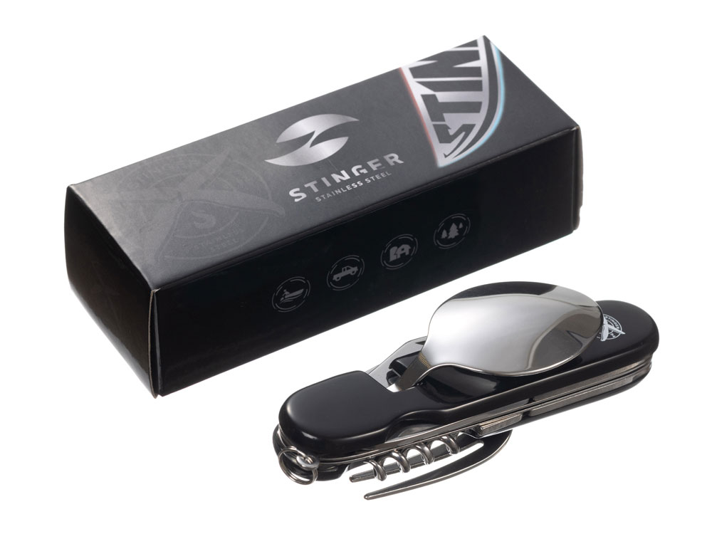 Нож перочинный Stinger, 109 мм, 8 функций, материал рукояти: АБС-пластик (чёрный) — изображение 7