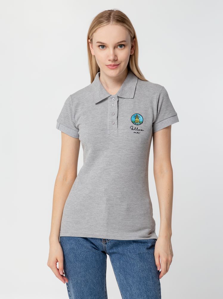 Рубашка поло женская Virma Premium Lady, серый меланж — изображение 11