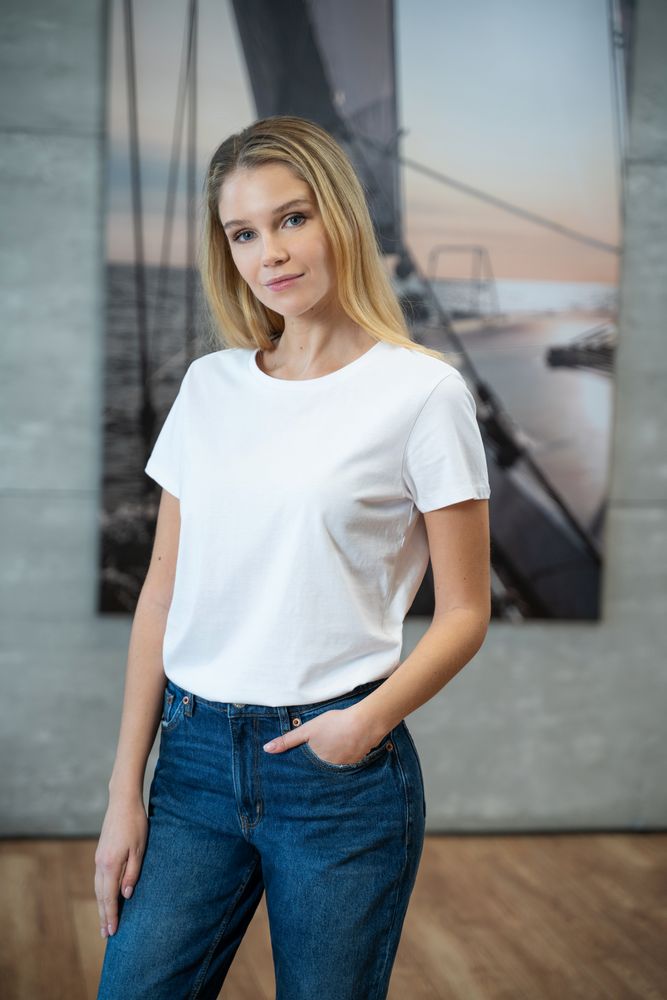 Футболка женская Ladies American U, темно-синяя — изображение 5