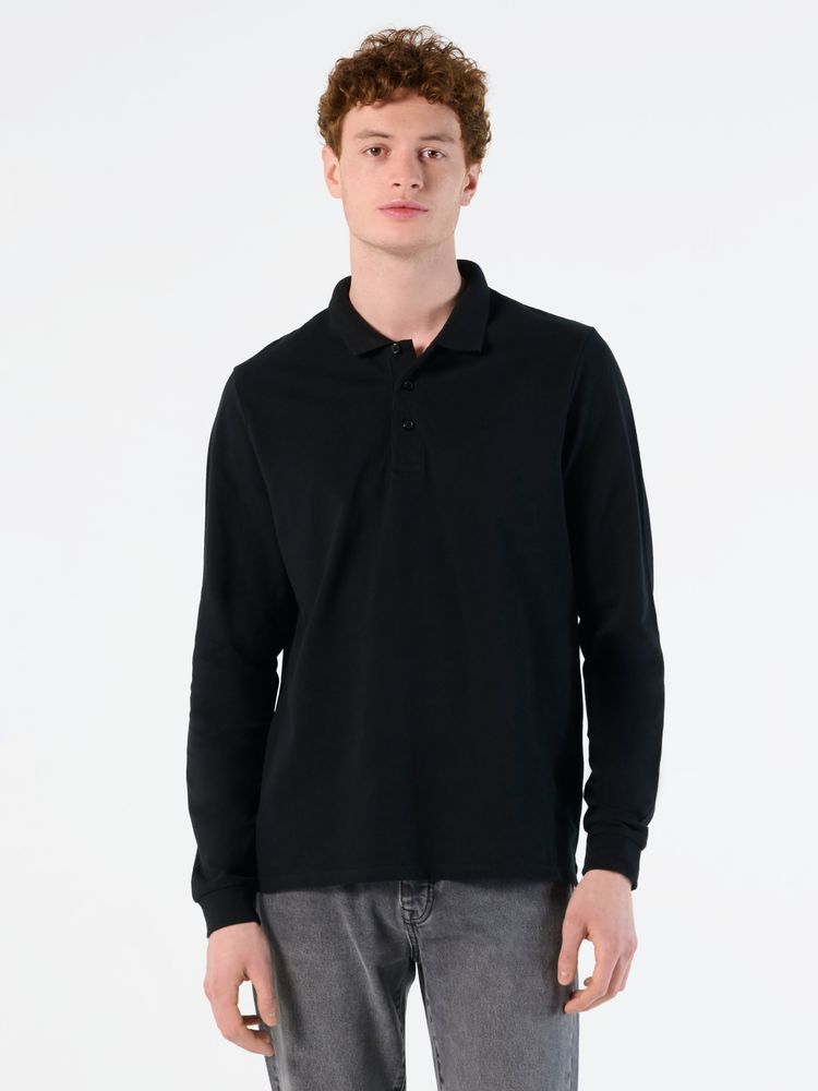 Рубашка поло мужская с длинным рукавом Winter II 210 серый меланж — изображение 4