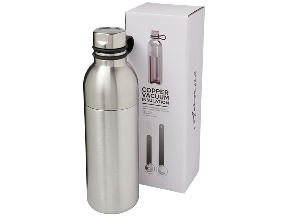 Медная спортивная бутылка с вакуумной изоляцией Koln объемом 590 мл, серебристый