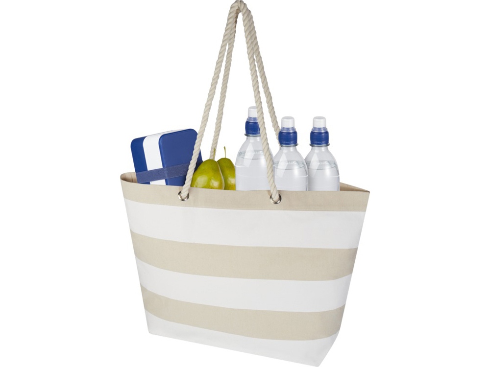 Florida пляжная эко-сумка из переработанного материала, сертифицированного по стандарту GRS, плотностью 270 г/м² 18L - Натуральный / Белый — изображение 5