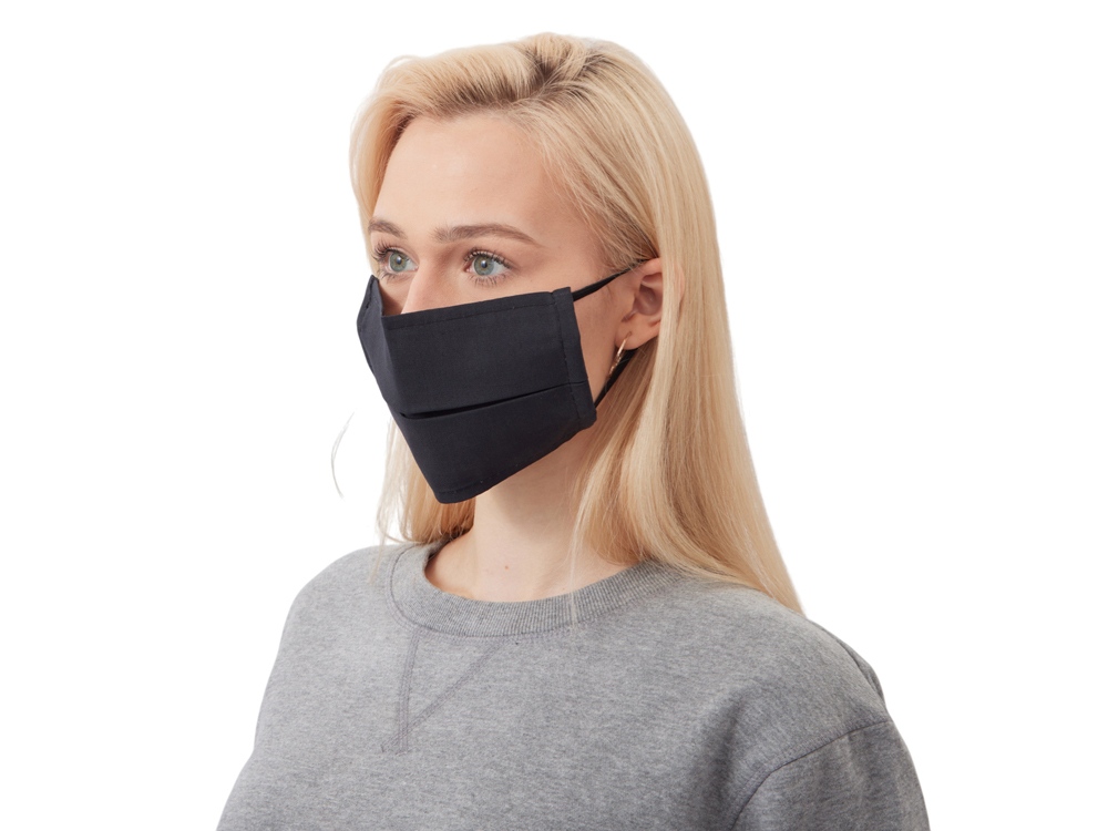 Маска для лица многоразовая из хлопка, черный — изображение 3