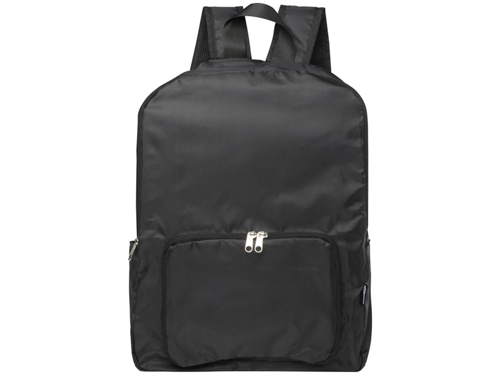 Складной рюкзак EcoFold объемом 15 л из переработанного ПЭТ-пластика - сплошной черный — изображение 2