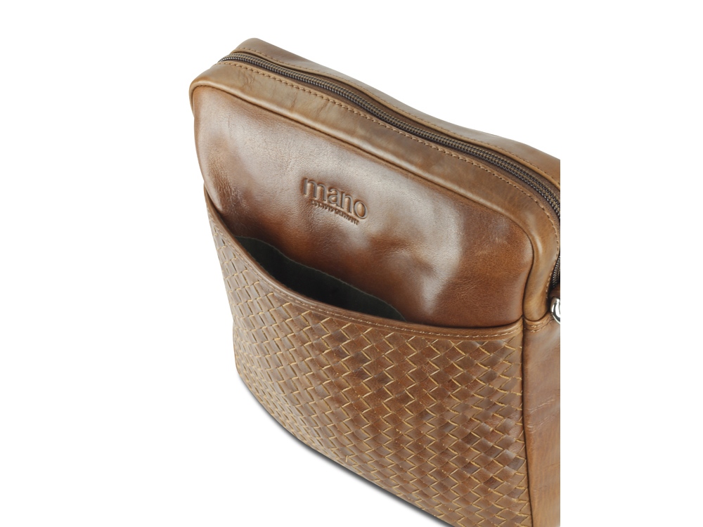 Сумка через плечо Mano Don Luca, натуральная кожа в коньячном цвете, 23 х 26,5 х 4,5 см — изображение 4