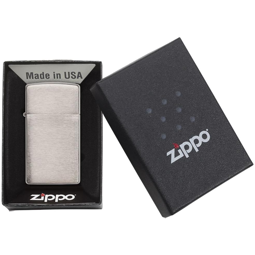 Зажигалка Zippo Slim Brushed, матовая серебристая — изображение 2