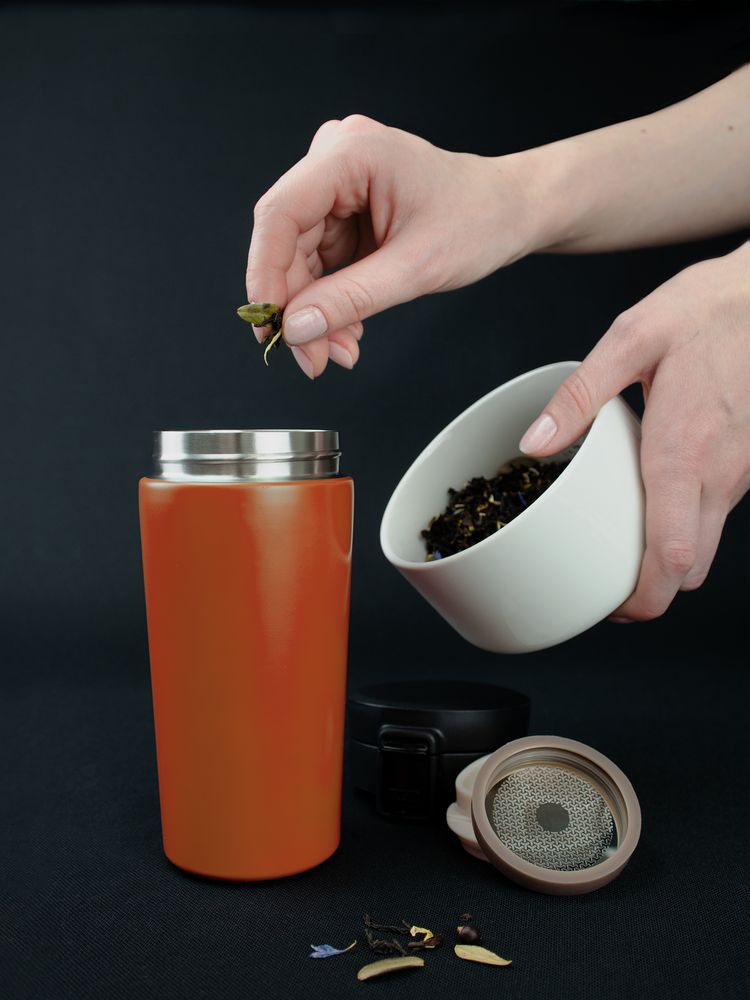 Термостакан с ситечком No Leak Infuser, оранжевый — изображение 10