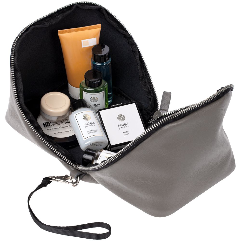 Дорожная косметичка Cubo, серая с логотипом — изображение 6