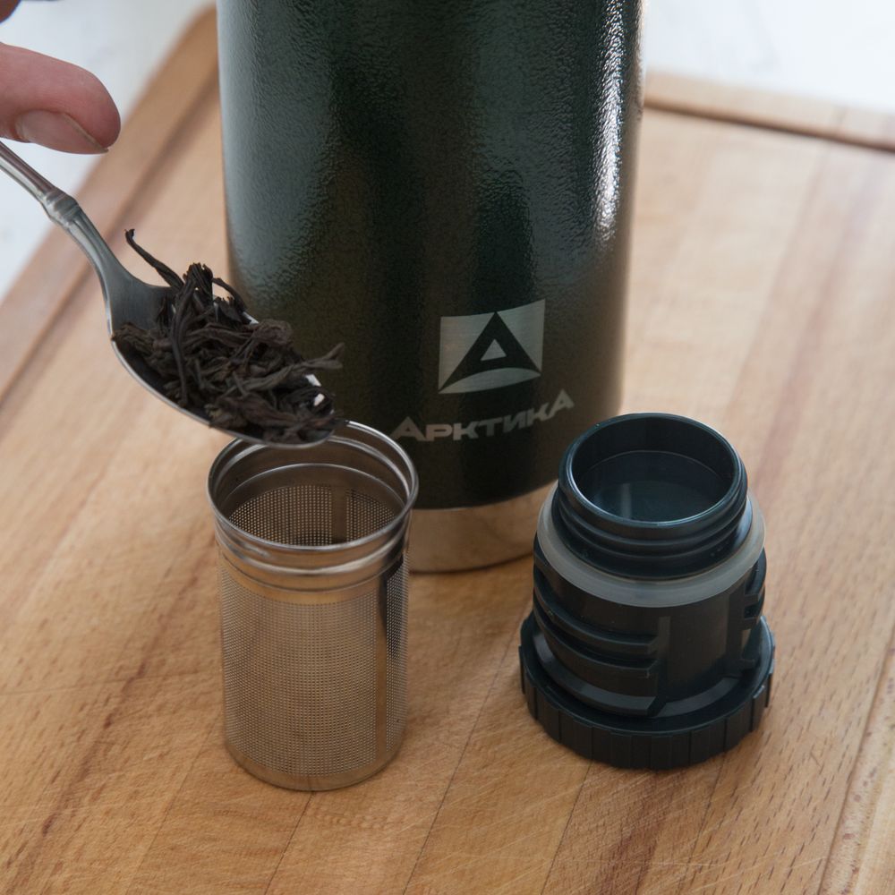 Термос «Арктика 900» с ситечком, зеленый — изображение 3