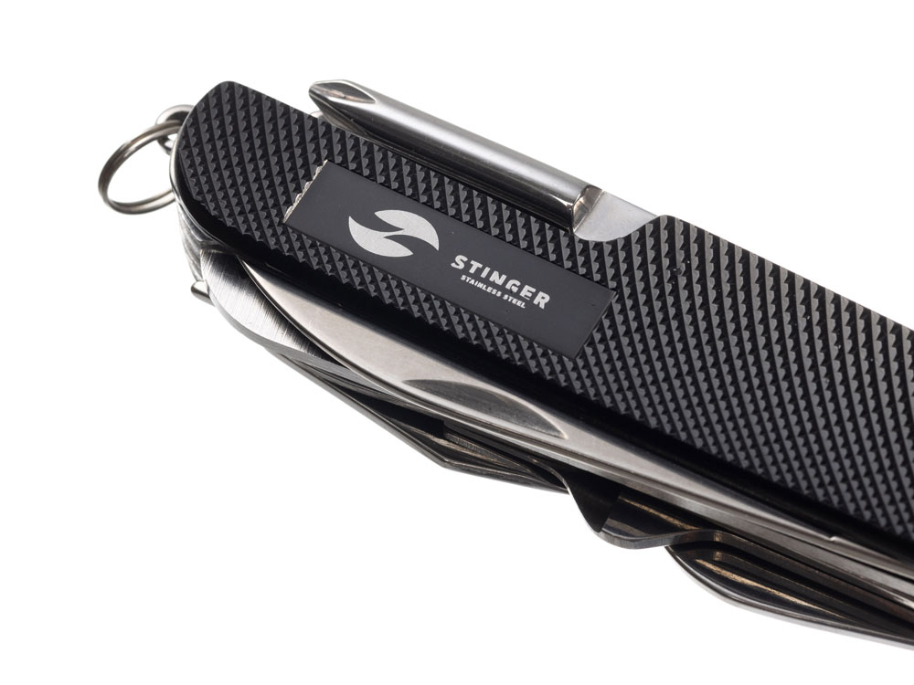 Нож перочинный Stinger, 89 мм, 15 функций, материал рукояти: алюминий (чёрный) — изображение 5