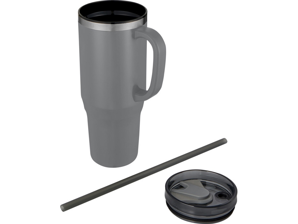 Melbourne кружка 1200 мл, сертифицированная согласно RCS, с соломинкой - Серый — изображение 3
