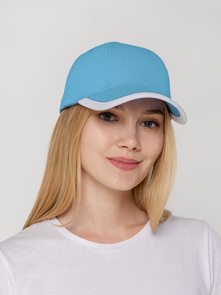 Бейсболка Honor, голубая с белым кантом — изображение 5
