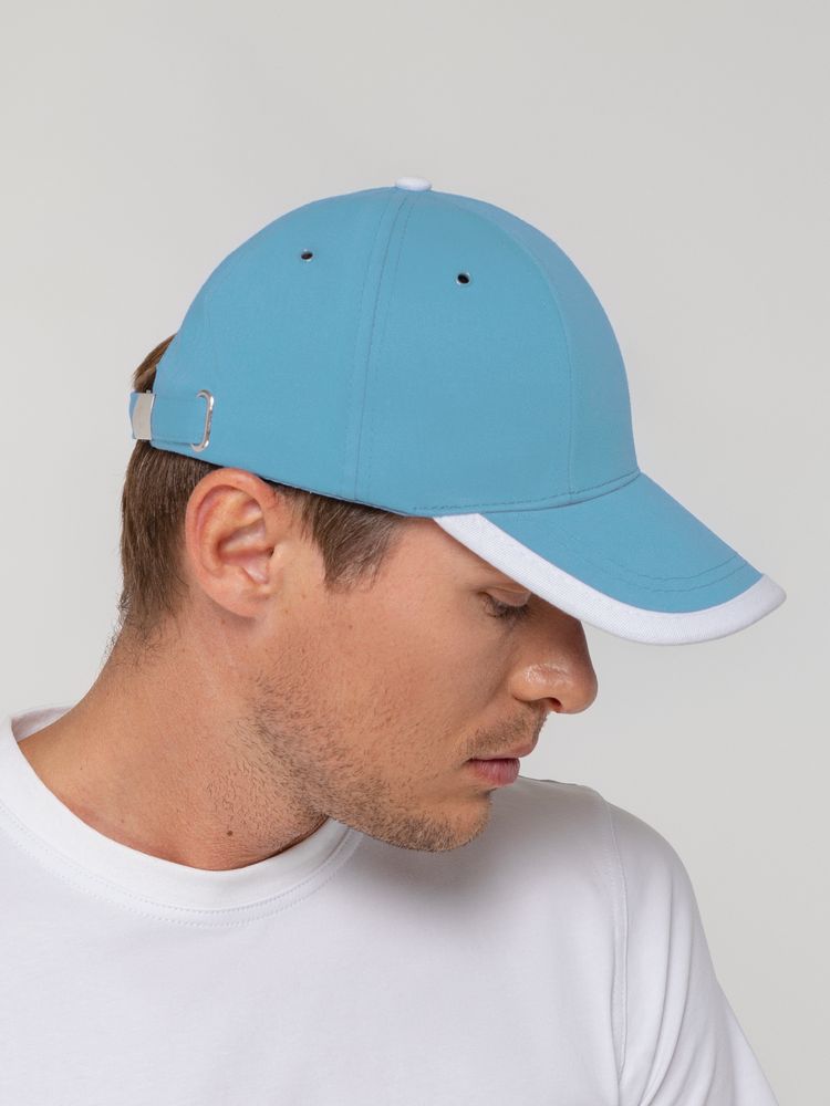 Бейсболка Honor, голубая с белым кантом — изображение 3