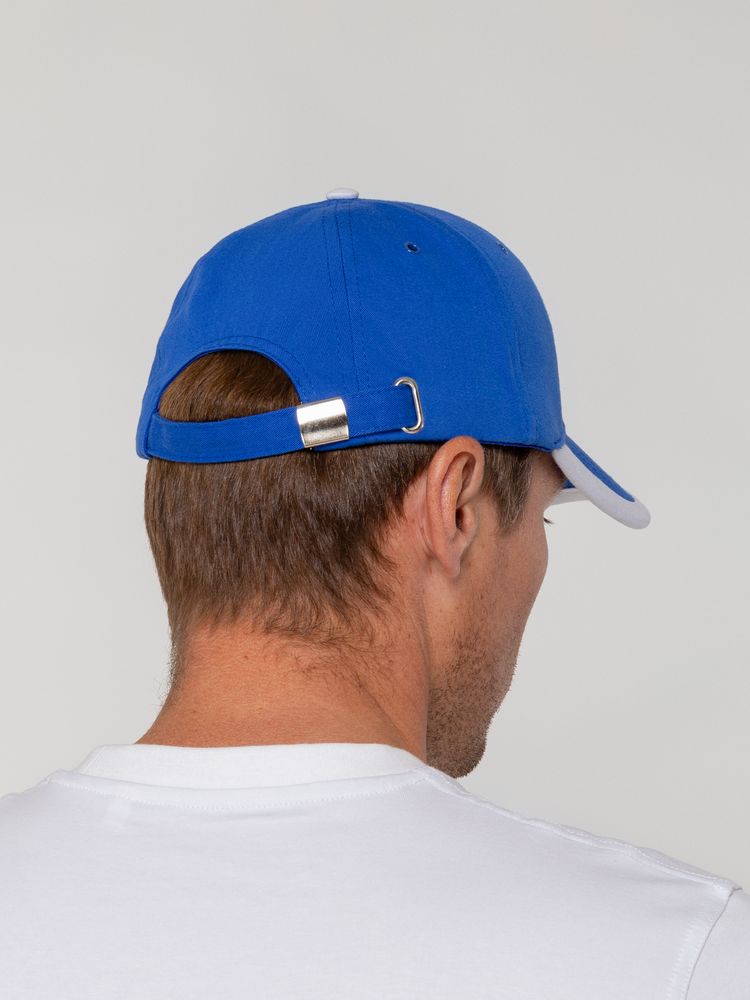 Бейсболка Honor, ярко-синяя с белым кантом — изображение 6