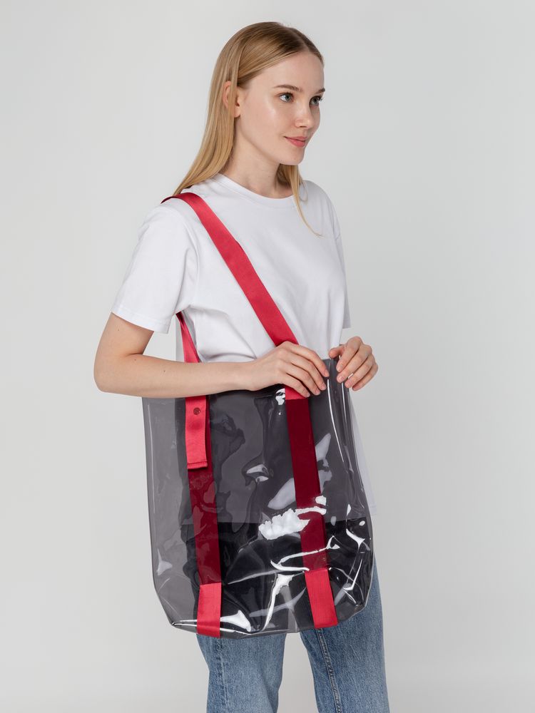 Шопер Clear Fest, прозрачный серый с красными ручками — изображение 4