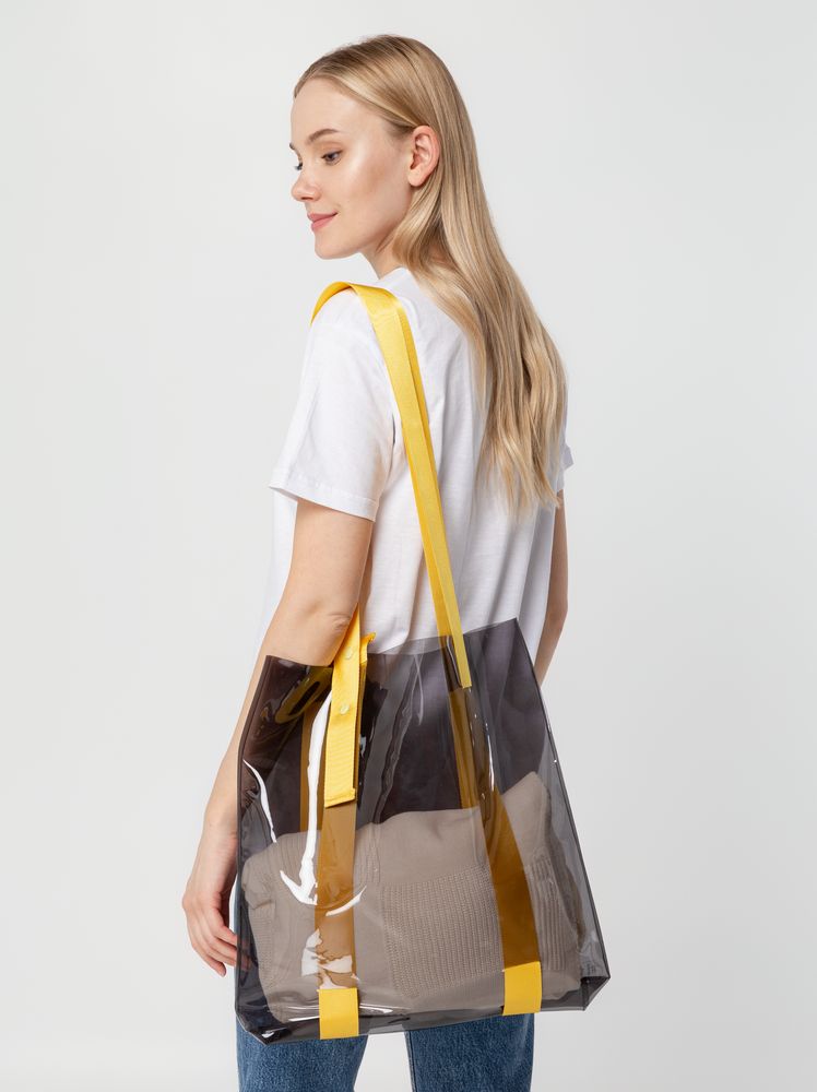 Шопер Clear Fest, прозрачный серый с желтыми ручками — изображение 5