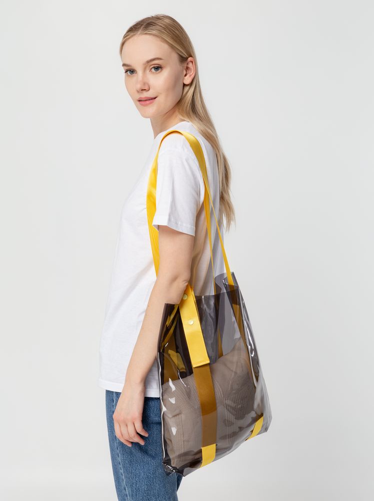 Шопер Clear Fest, прозрачный серый с желтыми ручками — изображение 6