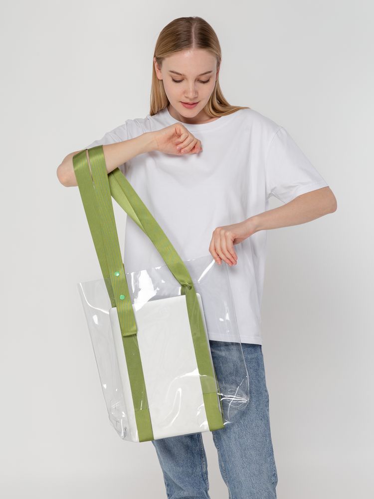 Шопер Clear Fest, прозрачный с зелеными ручками — изображение 5