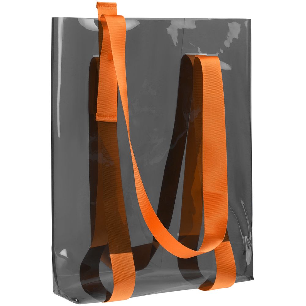 Шопер Clear Fest, прозрачный серый с оранжевыми ручками — изображение 3