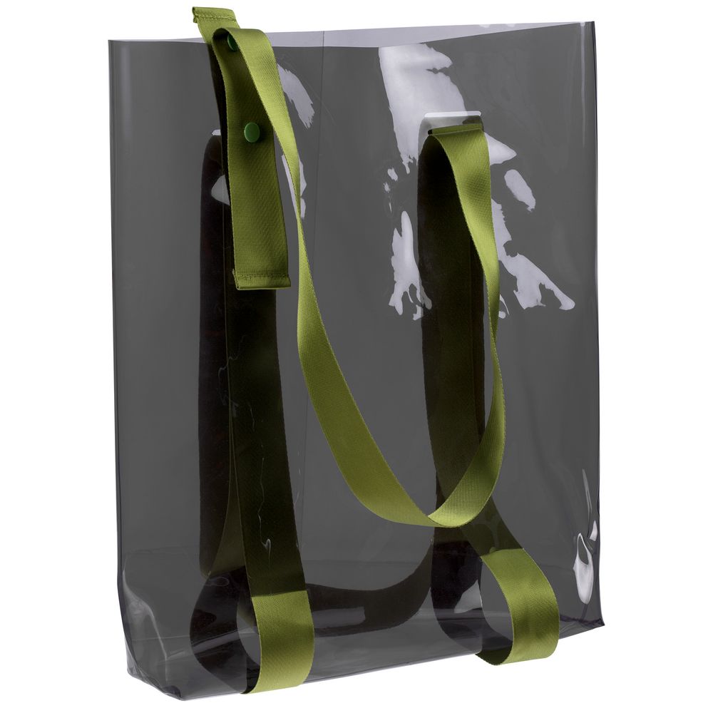 Шопер Clear Fest, прозрачный серый с зелеными ручками — изображение 3