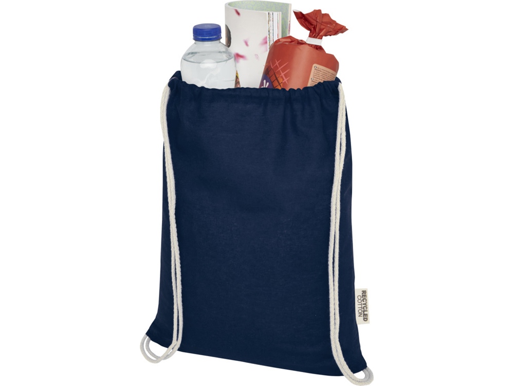 Oregon сумка-кисет из переработанного хлопка, сертифицированного согласно GRS, плотностью 140 г/м² - Темно - синий — изображение 3