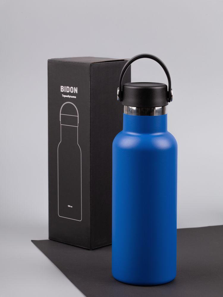 Термобутылка Bidon, синяя — изображение 12