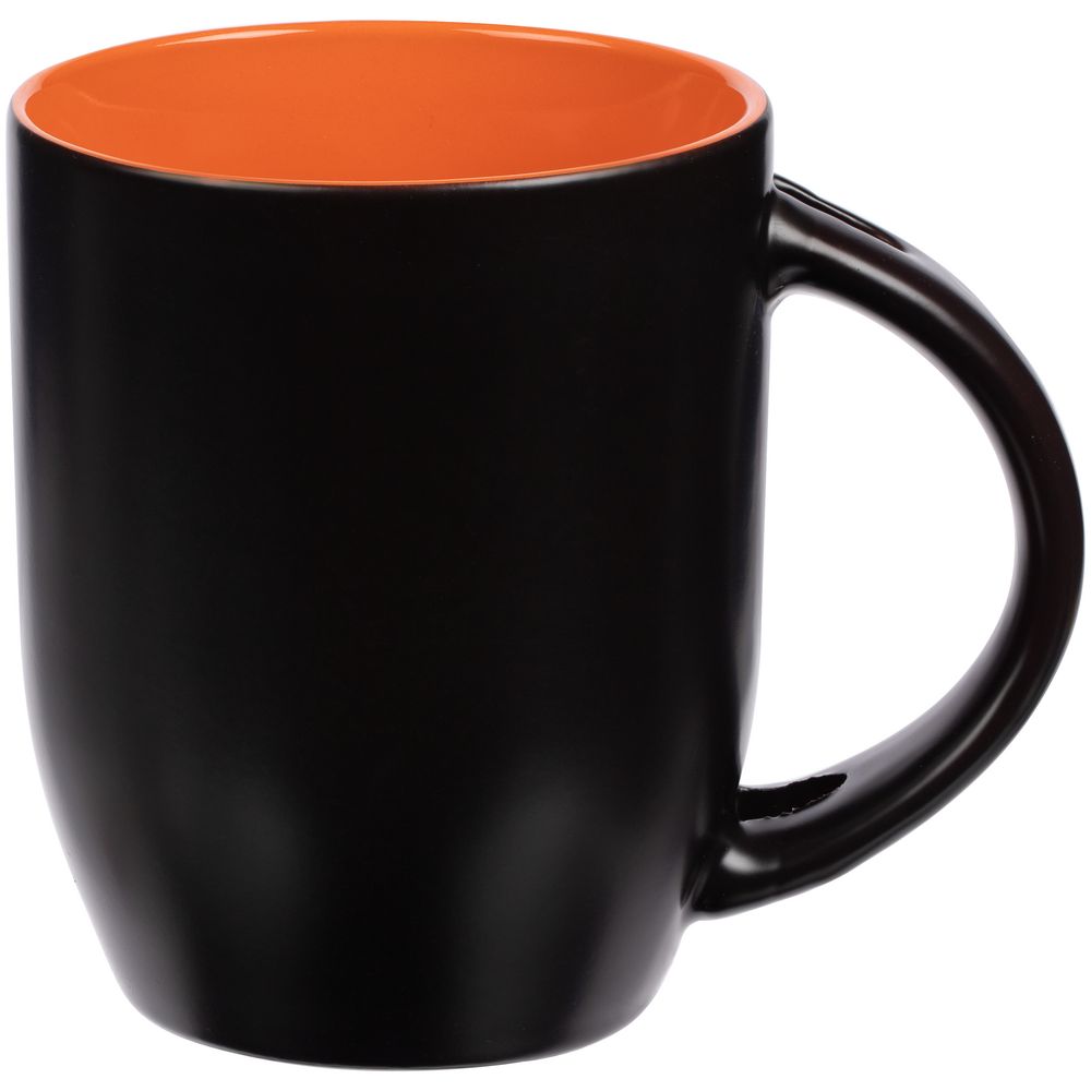 Кружка-хамелеон Melty с ложкой, черная с оранжевым — изображение 2