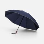 Зонт наоборот складной Futurum со светоотражающим кантом, темно-синий