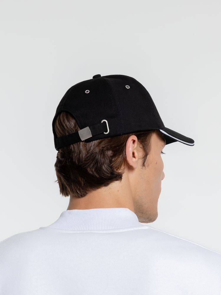 Бейсболка Classic, черная с белым кантом — изображение 6