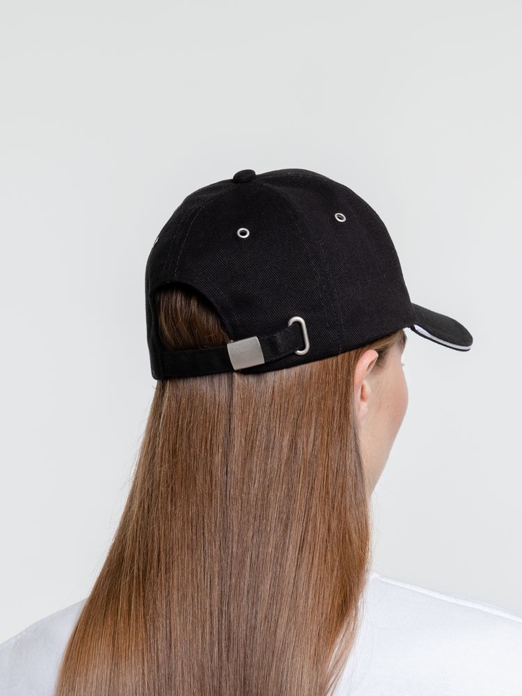 Бейсболка Classic, черная с белым кантом — изображение 9