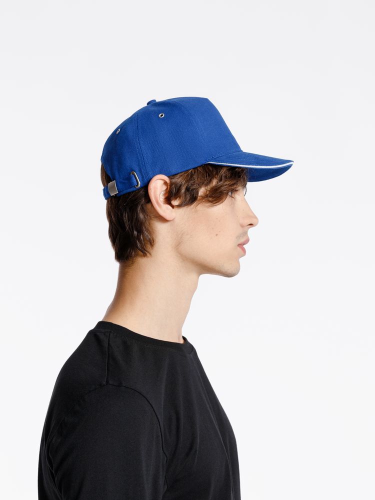 Бейсболка Classic, ярко-синяя с белым кантом — изображение 6