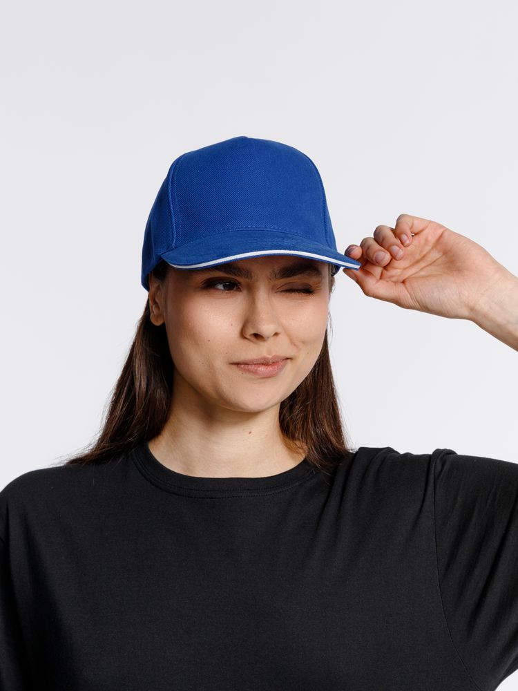 Бейсболка Classic, ярко-синяя с белым кантом — изображение 7