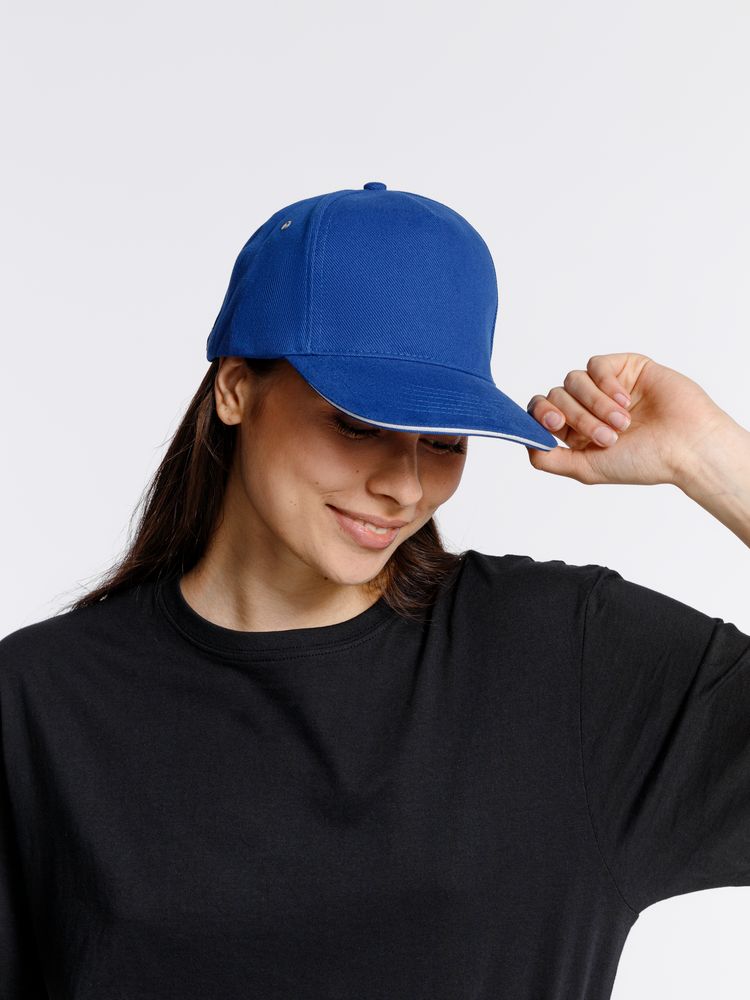 Бейсболка Classic, ярко-синяя с белым кантом — изображение 8