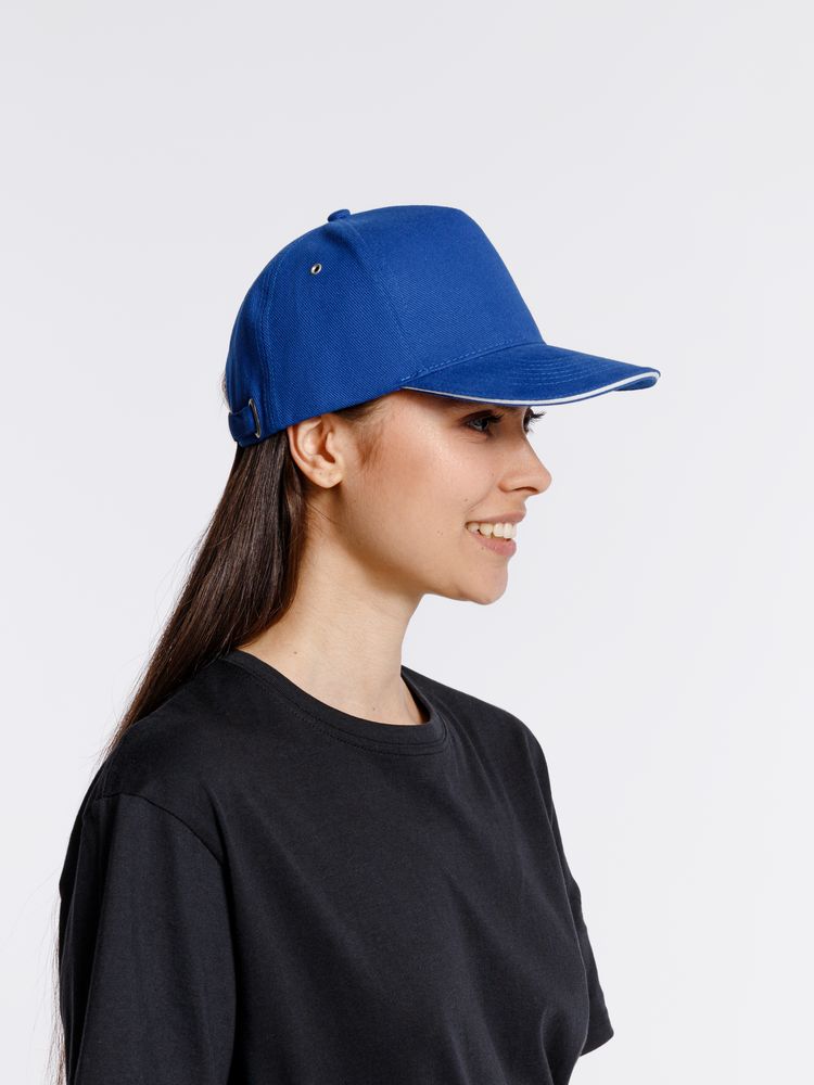 Бейсболка Classic, ярко-синяя с белым кантом — изображение 9